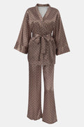 Alessia - Printed Satin Cardigan Pyjama Set