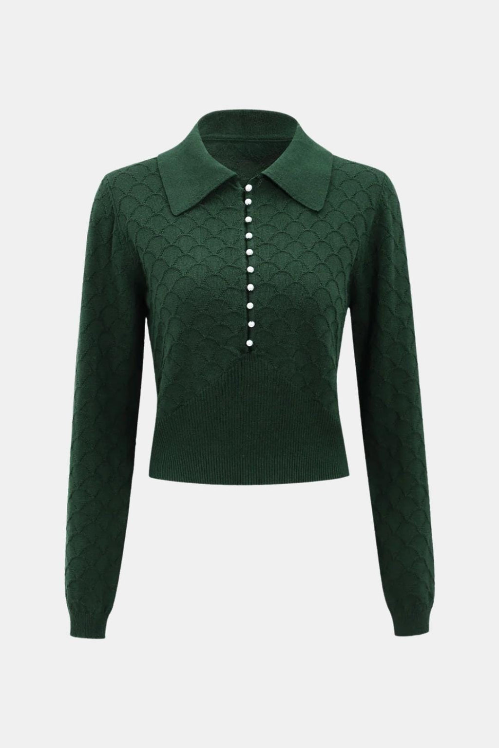 Arete – Lapel Ribbed Textured Knit Top