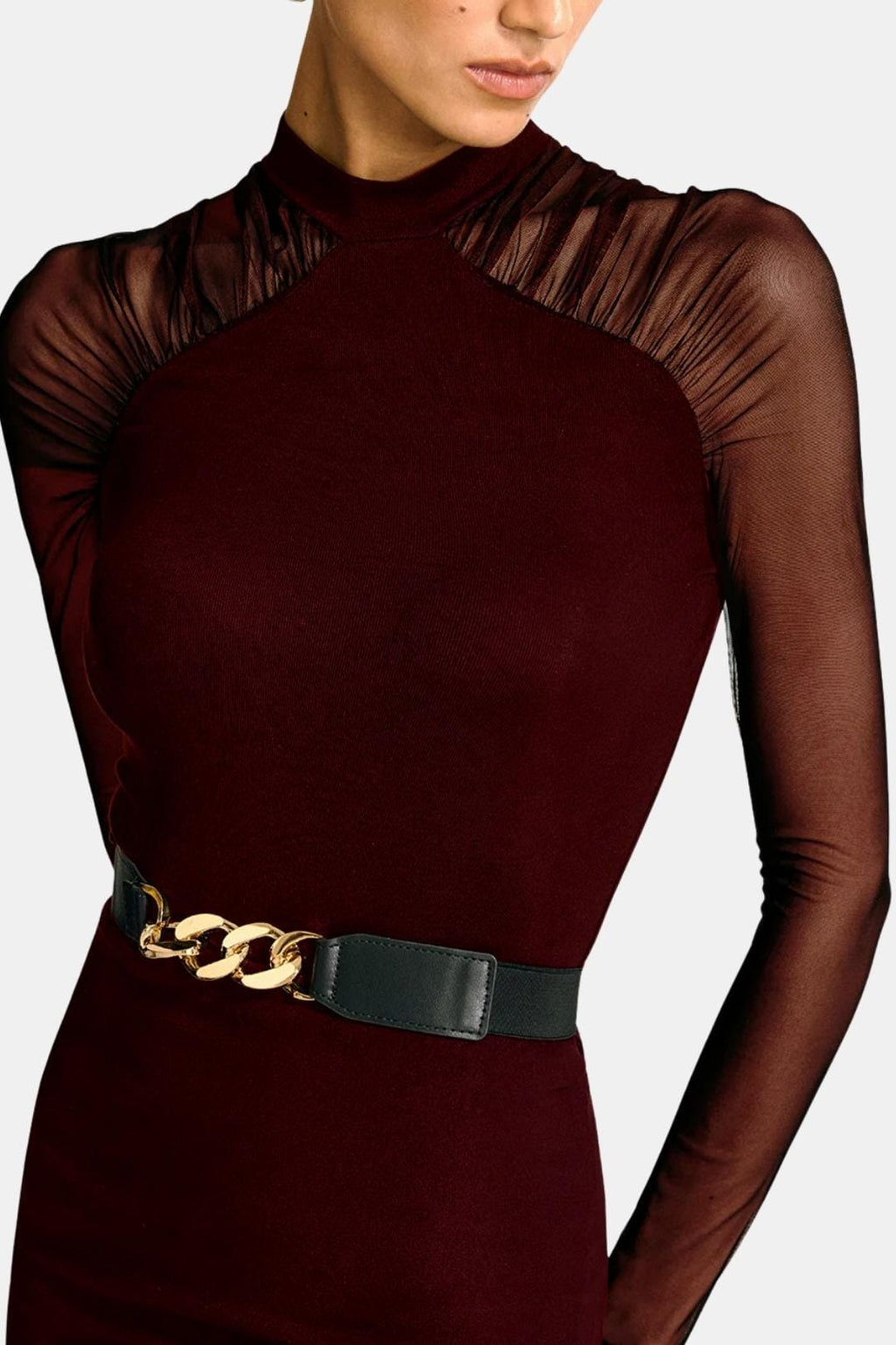 Caliana – Sheer Sleeve Fitted Blouse