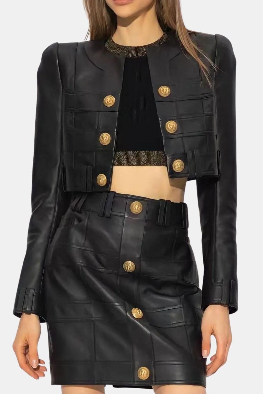 Charity – PU Jacket and Mini Skirt Set