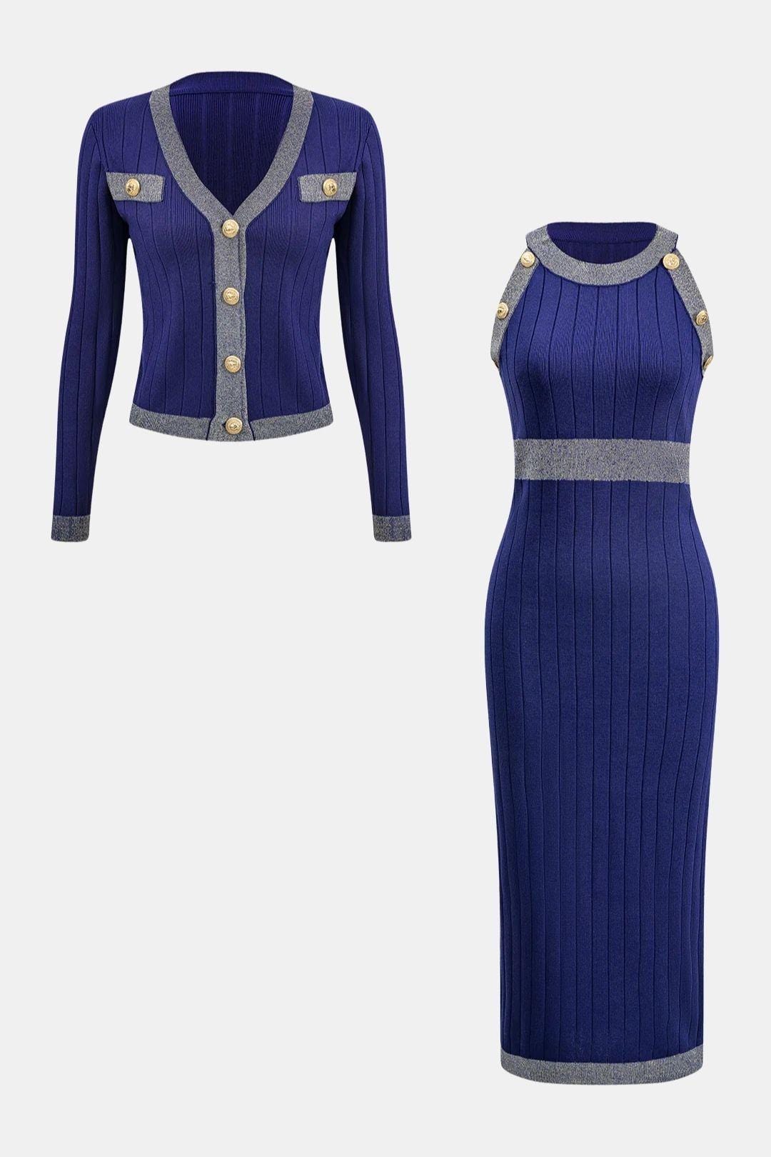 Eleonora - Knit Button Cardigan & Dress Set