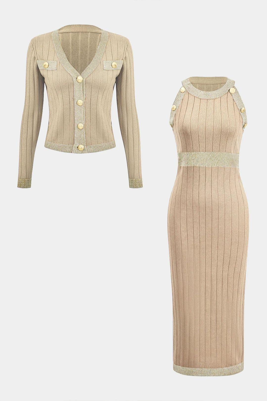 Eleonora - Knit Button Cardigan & Dress Set