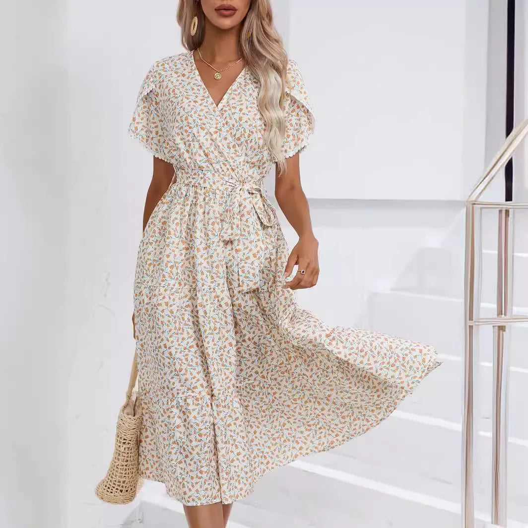 Floral Print V-Neck Summer Dress