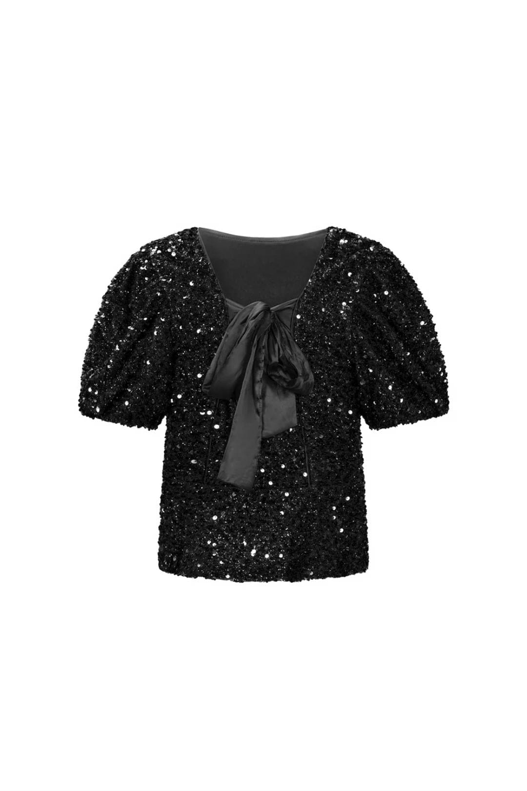 Hayden – Shimmered Puff-Sleeve Party Top