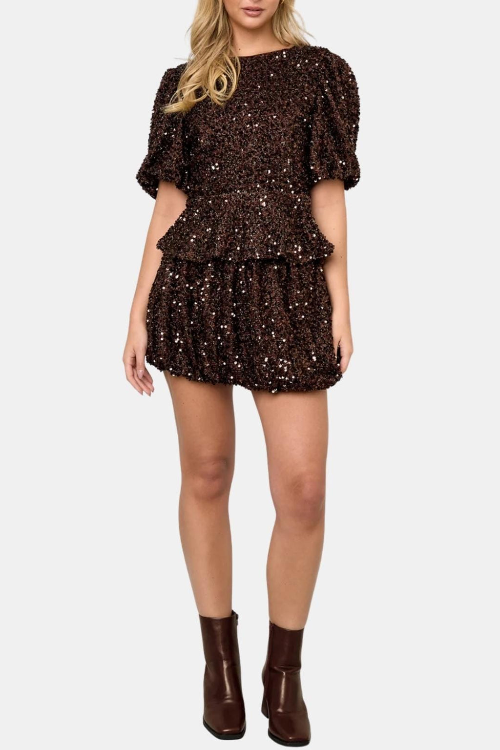 Hayden – Shimmered Puff-Sleeve Party Top