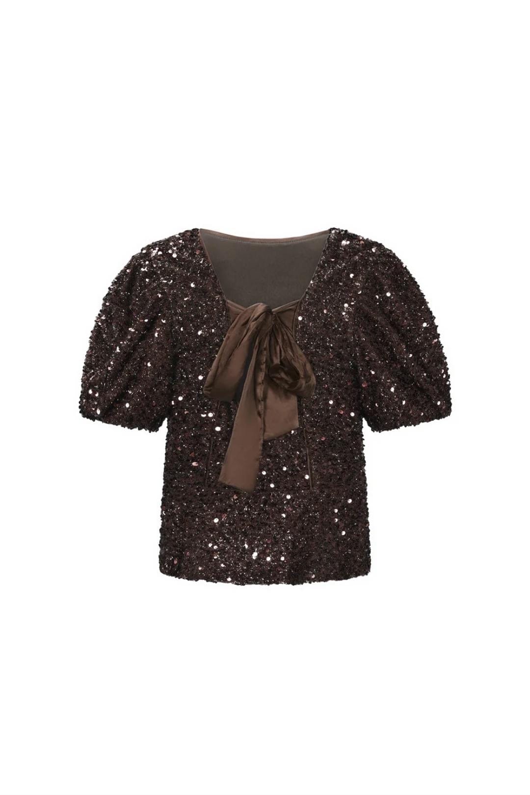 Hayden – Shimmered Puff-Sleeve Party Top