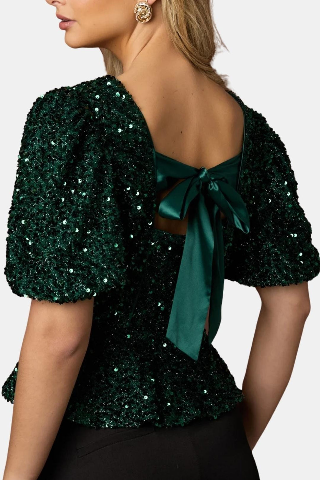 Hayden – Shimmered Puff-Sleeve Party Top