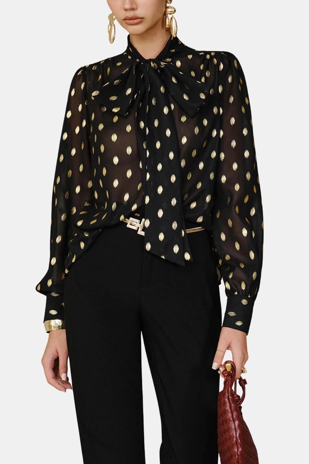 Ismera – Polka Dot Bow Neck Blouse