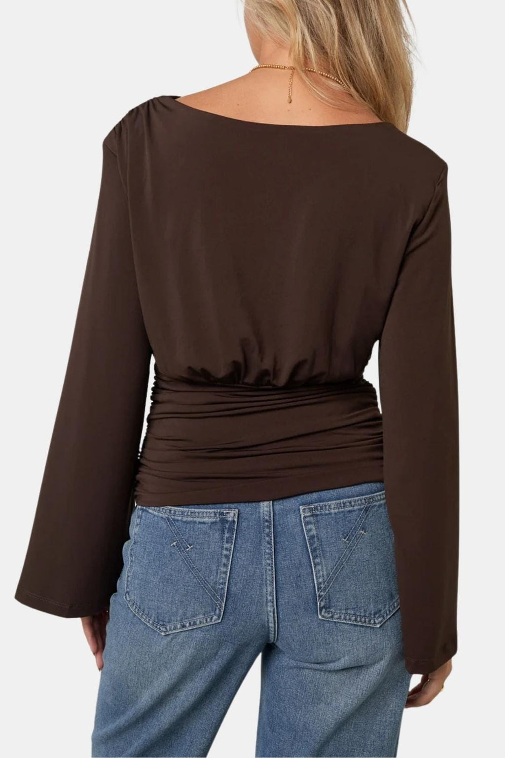 Lorelai – Flared-Sleeve Ruched Waist Top