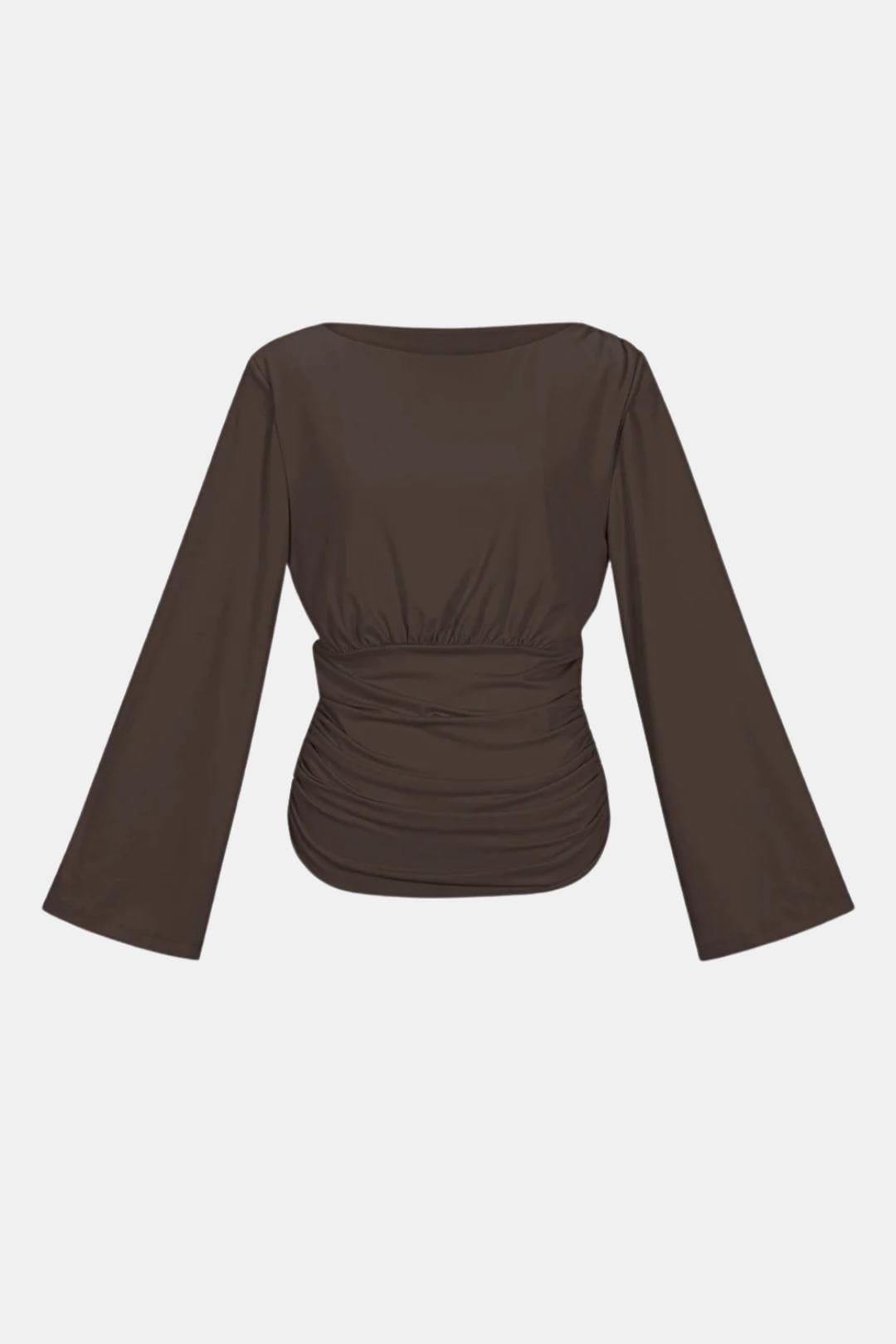 Lorelai – Flared-Sleeve Ruched Waist Top