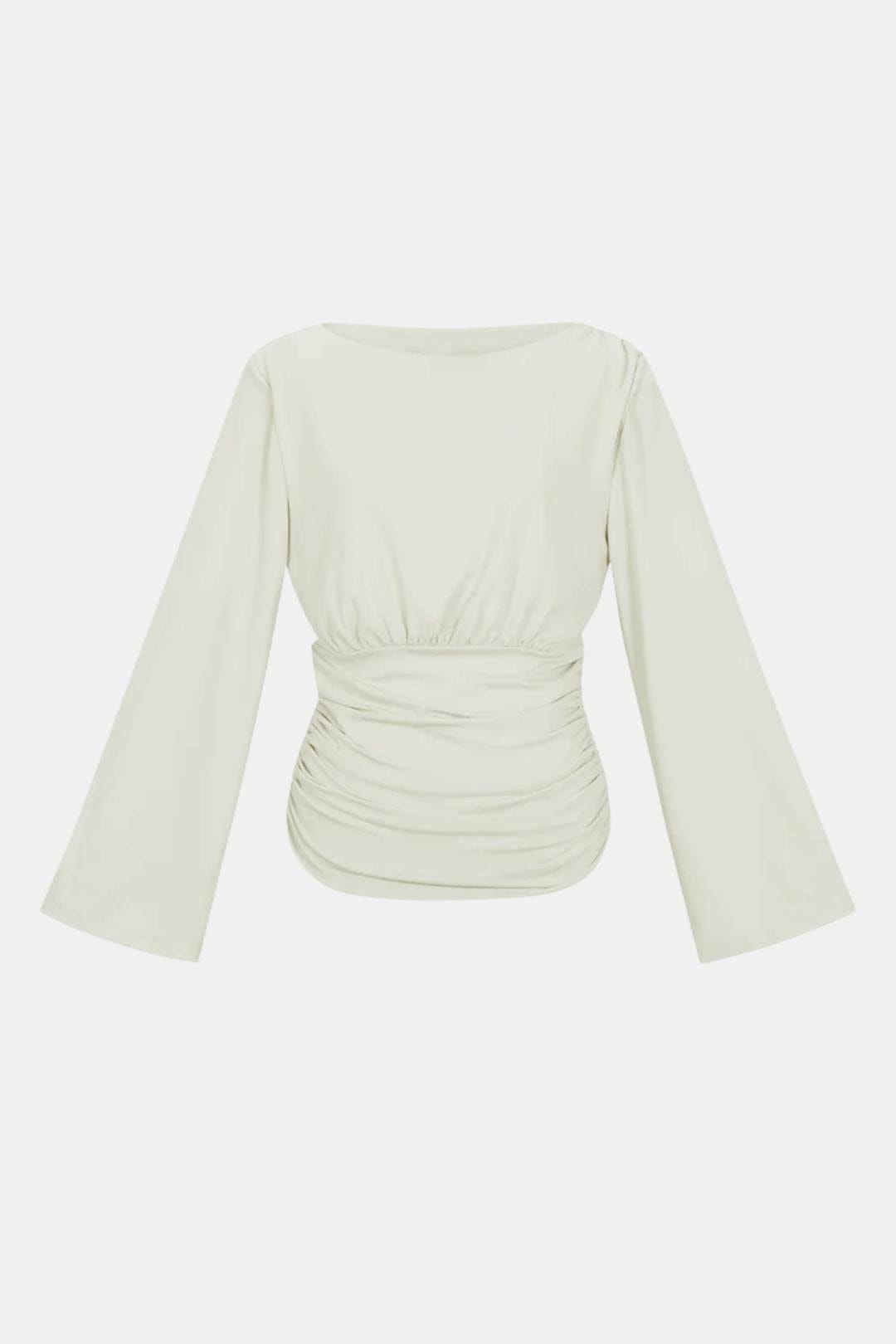 Lorelai – Flared-Sleeve Ruched Waist Top