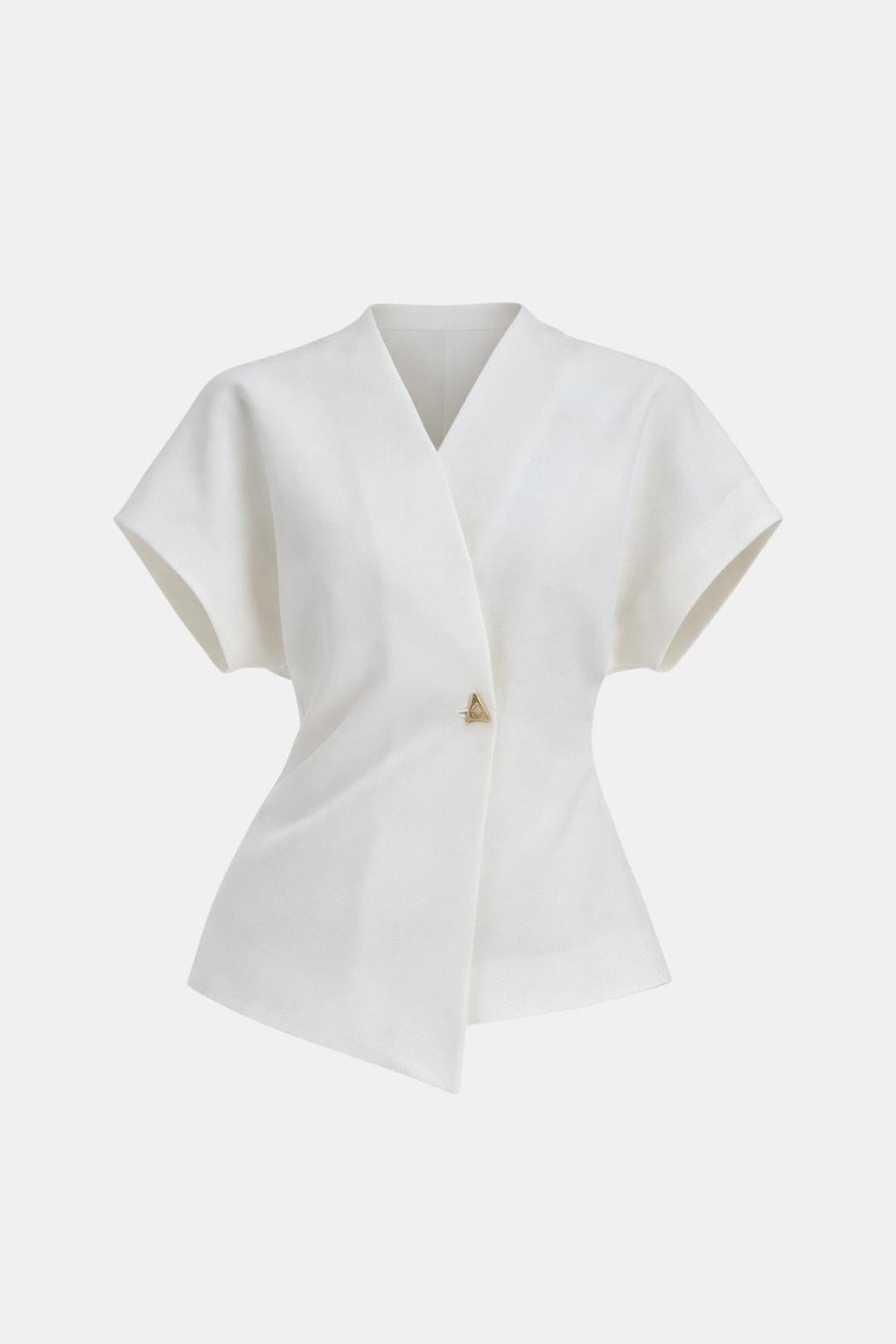 Lucena – Structured V-Neck Button Blouse