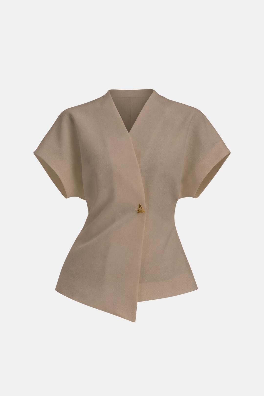 Lucena – Structured V-Neck Button Blouse