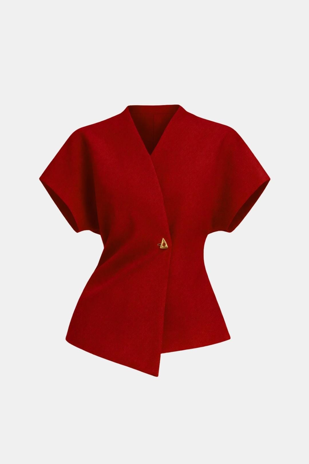 Lucena – Structured V-Neck Button Blouse