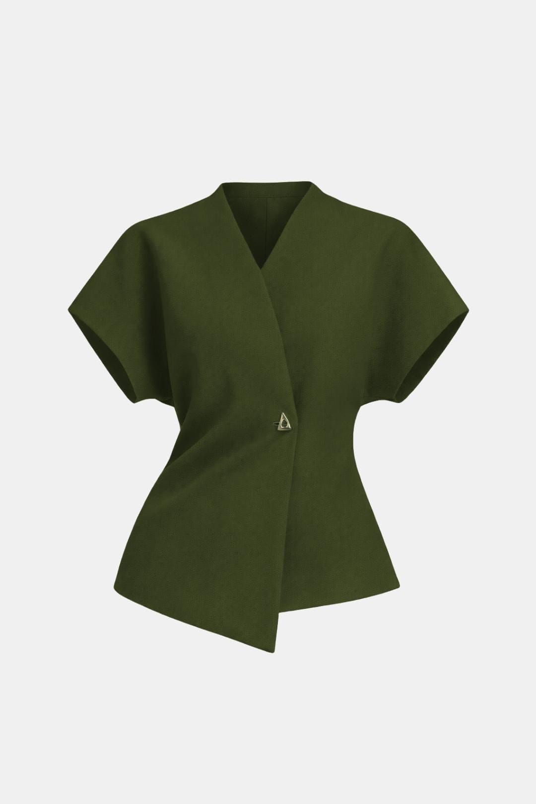 Lucena – Structured V-Neck Button Blouse