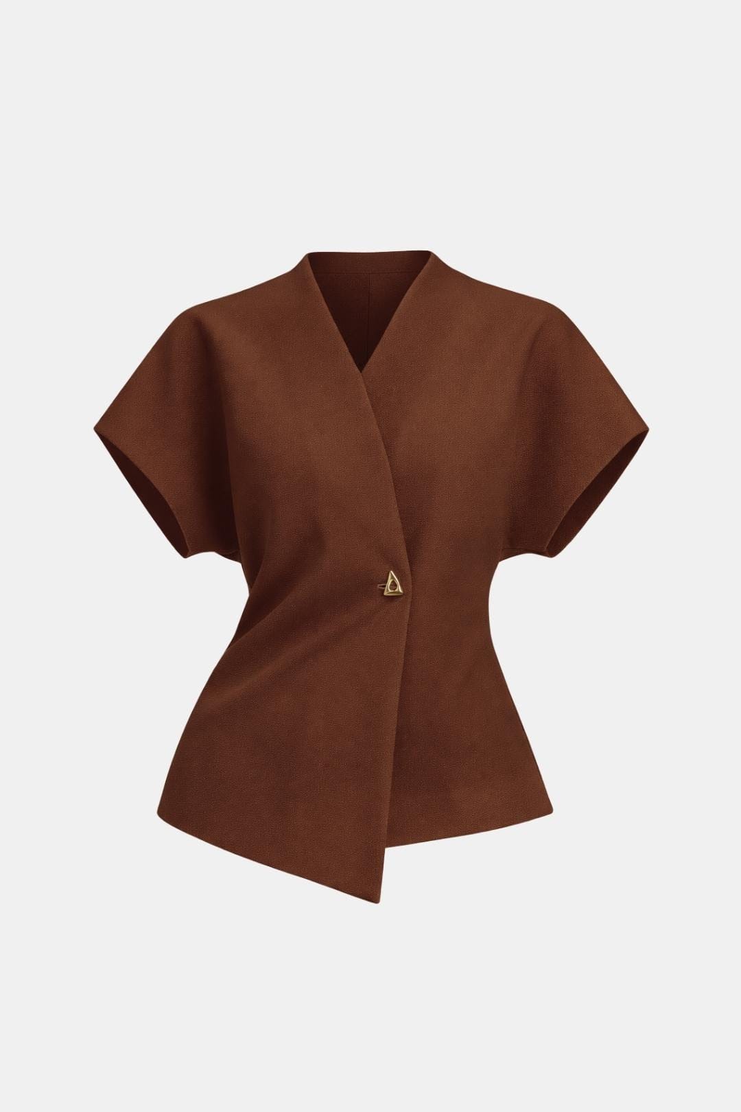 Lucena – Structured V-Neck Button Blouse