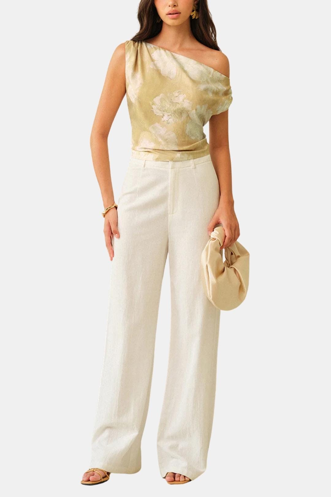 Marixa – One-Shoulder Floral Satin Top