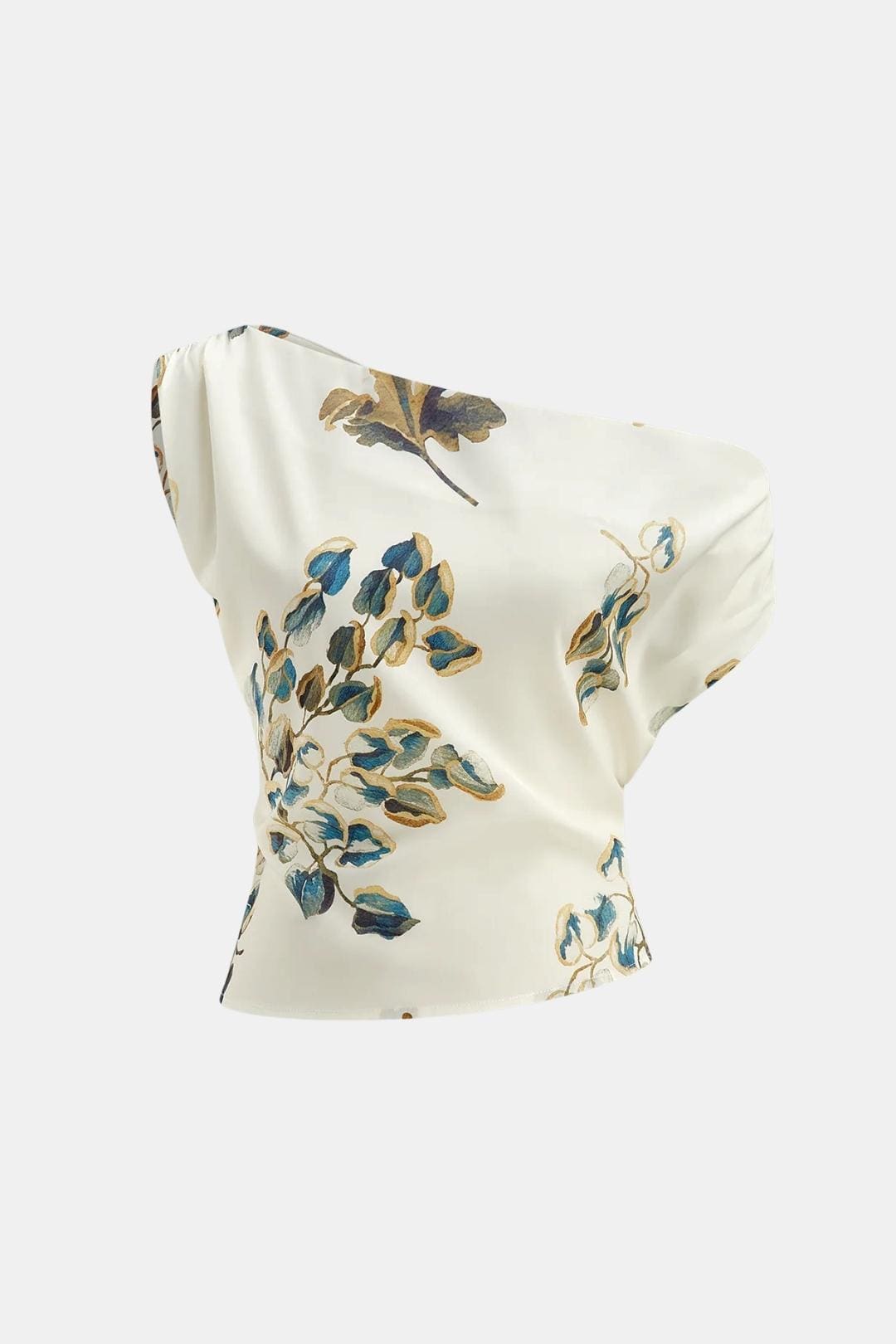 Marixa – One-Shoulder Floral Satin Top
