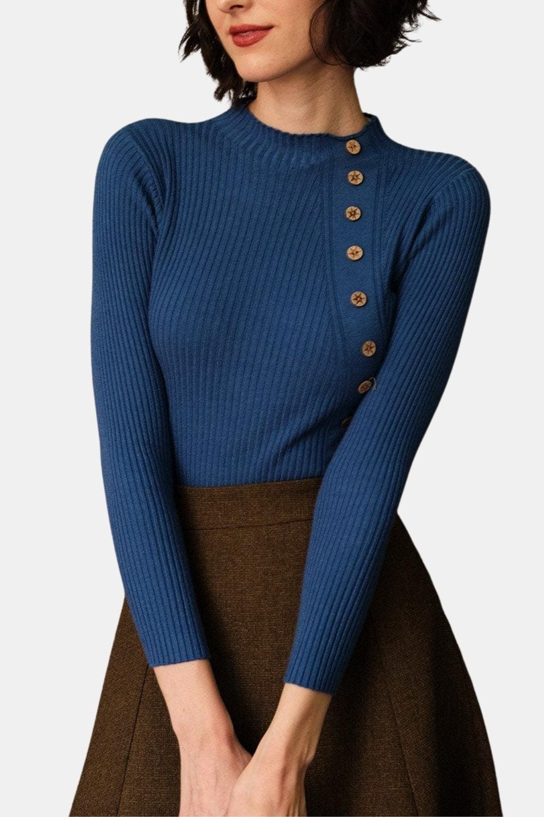 Nyssa – Mock Neck Ribbed Knit Top