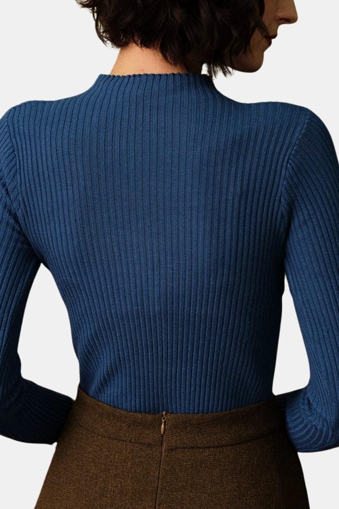 Nyssa – Mock Neck Ribbed Knit Top