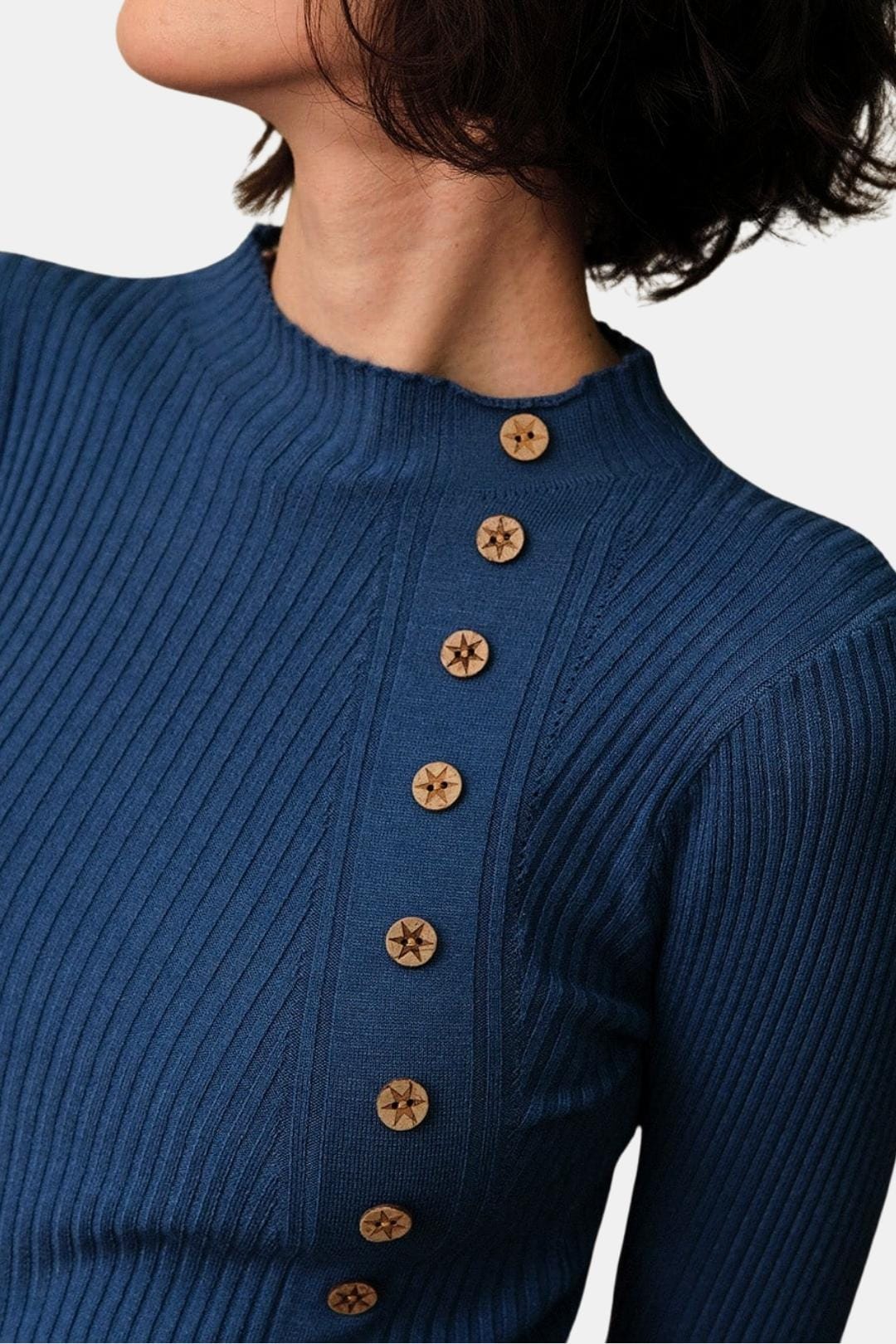 Nyssa – Mock Neck Ribbed Knit Top