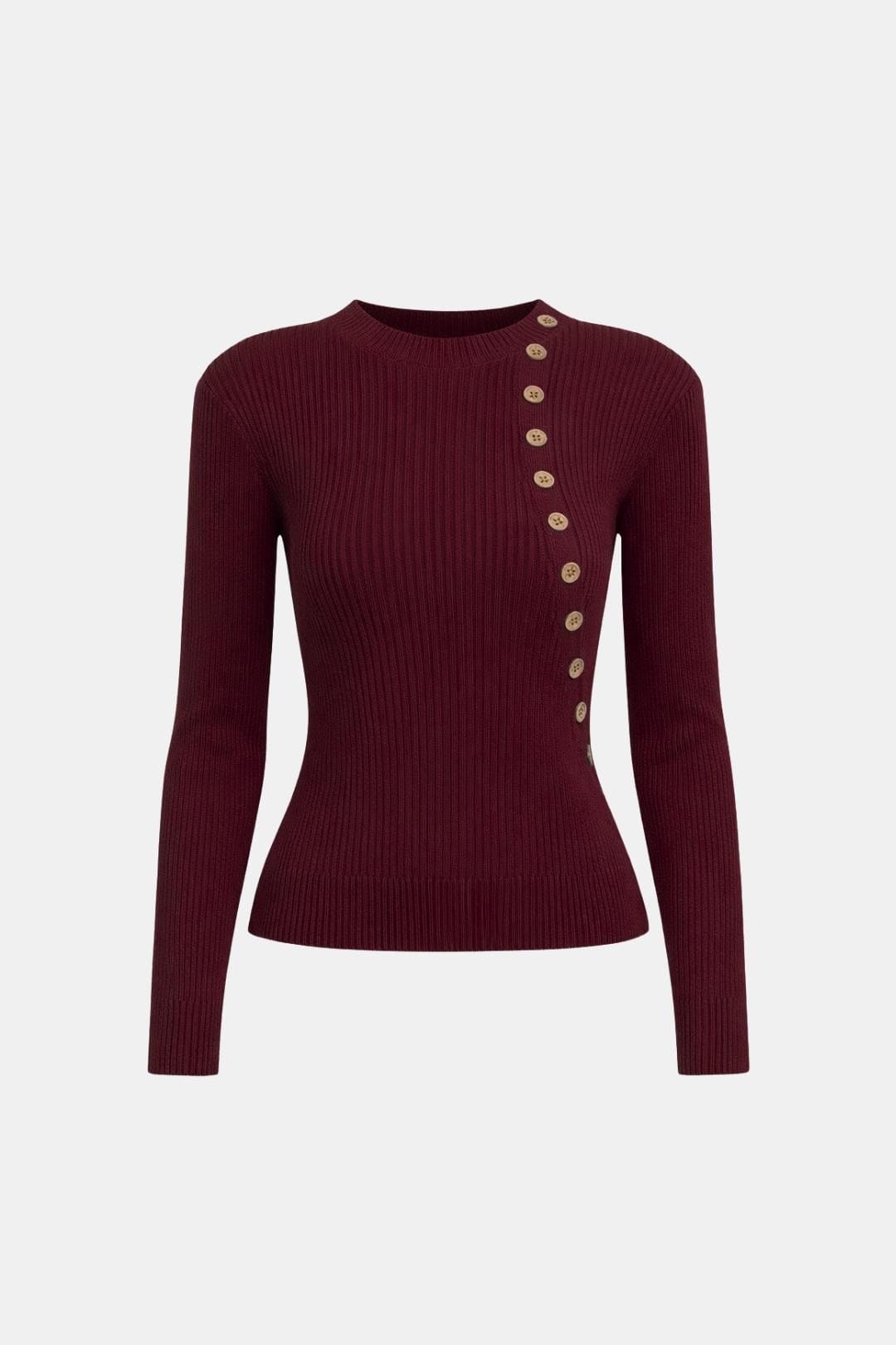 Nyssa – Mock Neck Ribbed Knit Top