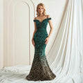 Ombre Sequin Off-Shoulder Mermaid Gown
