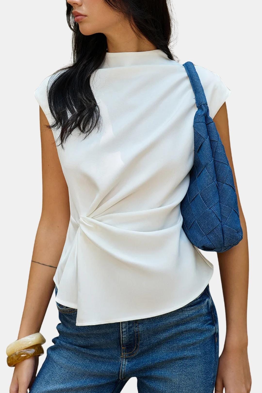 Orvella – Ruched Waist Sleeveless Top