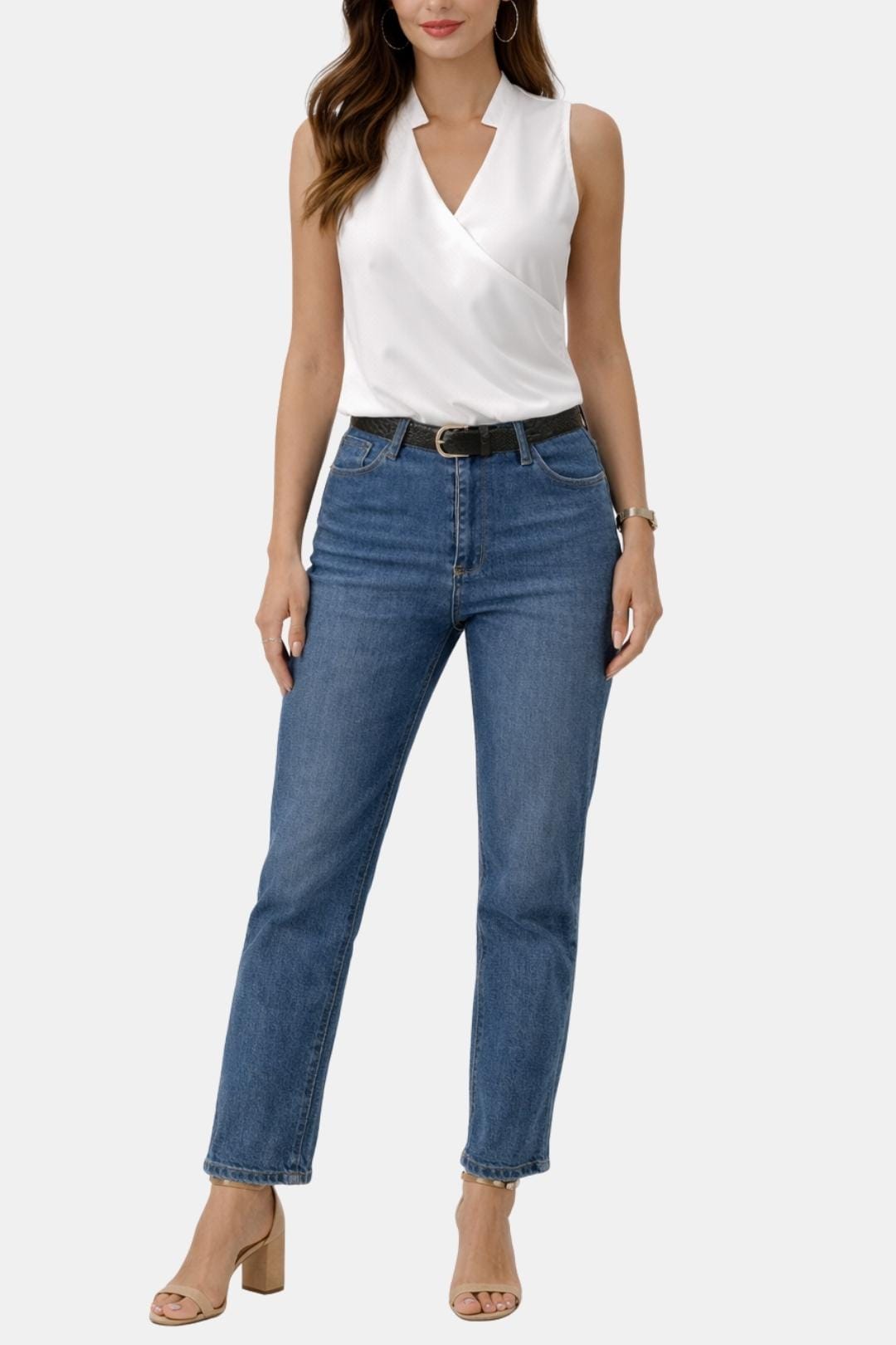 Peggy – Sleeveless V-Neck Wrap Top