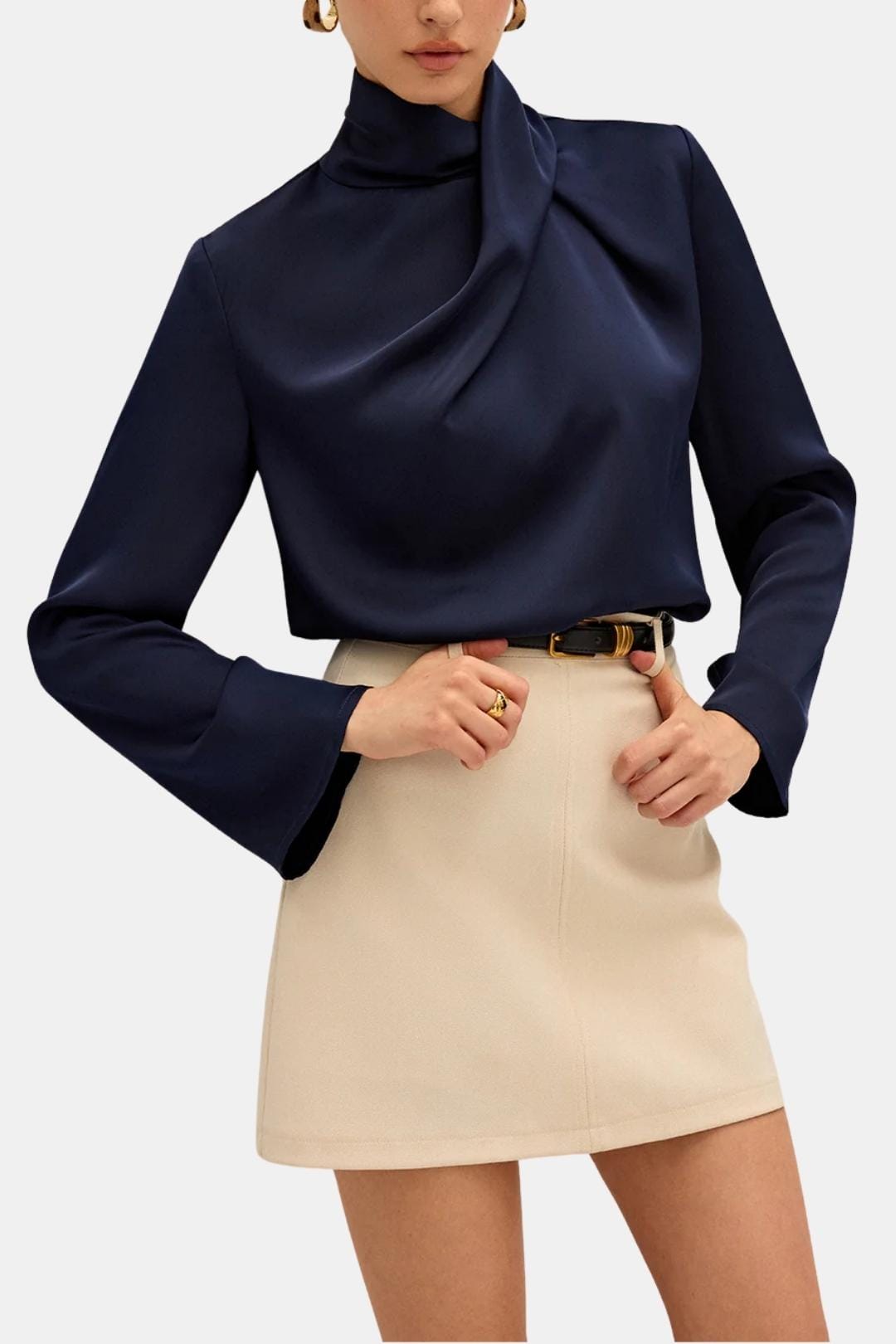 Ravella – Draped High Neck Blouse