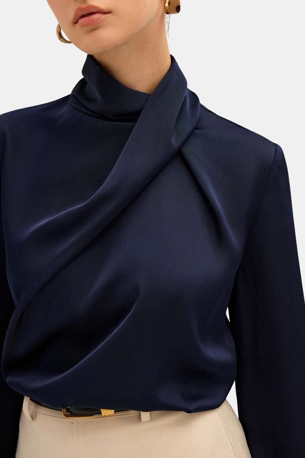 Ravella – Draped High Neck Blouse