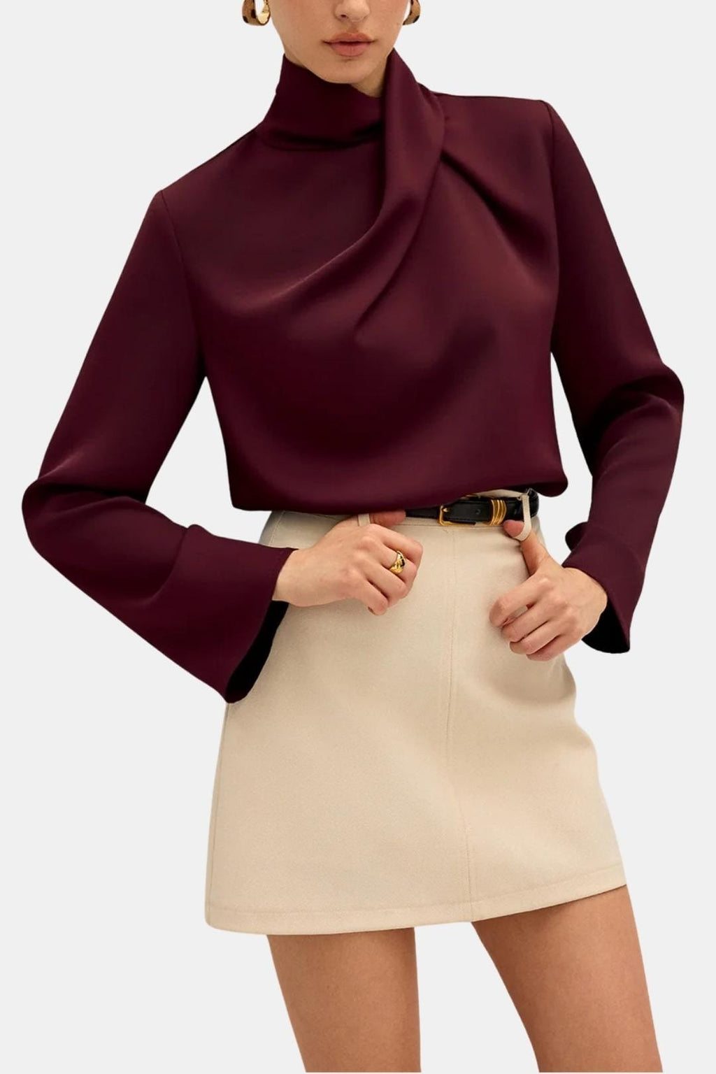 Ravella – Draped High Neck Blouse