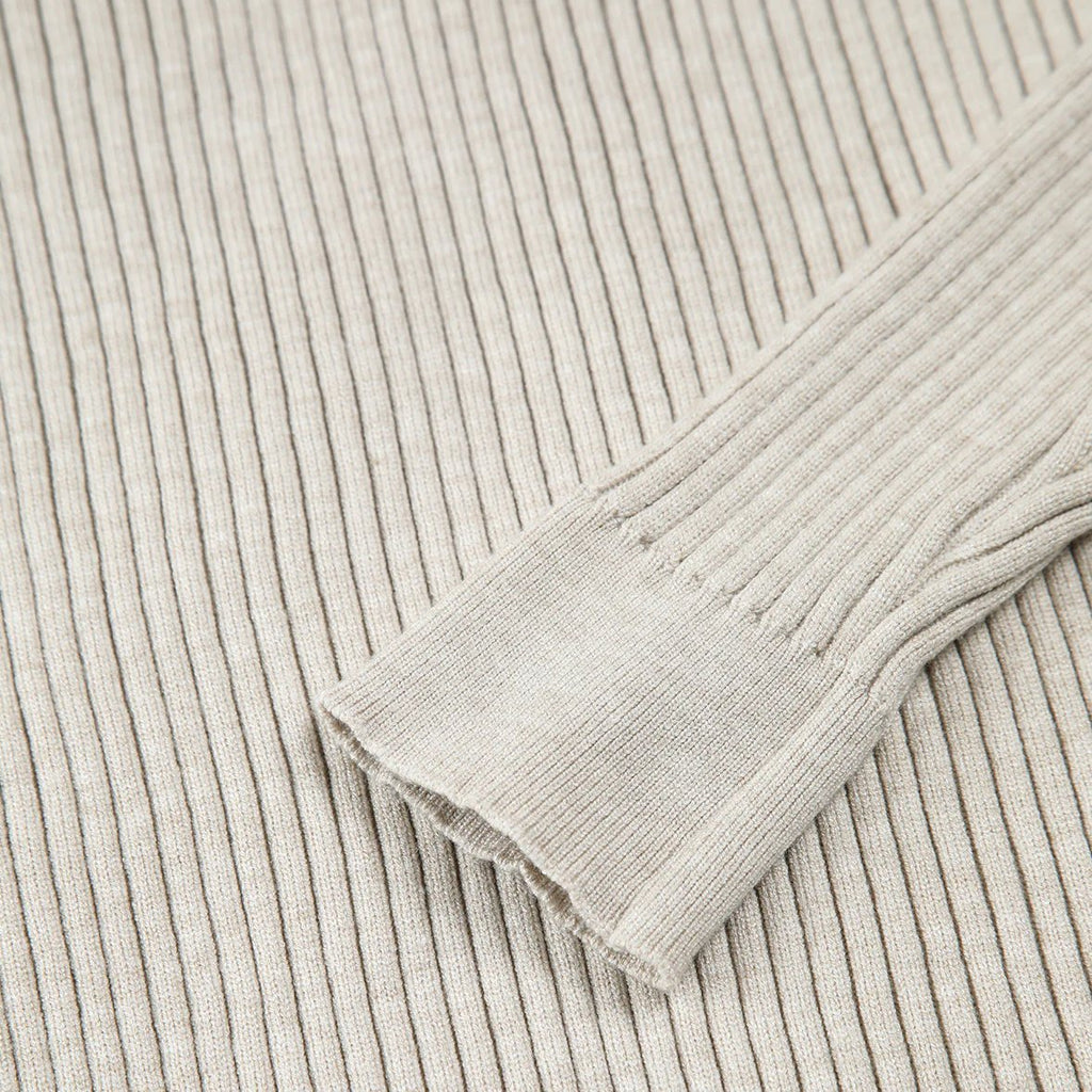 Ribbed Turtleneck Knee Sweater Dress