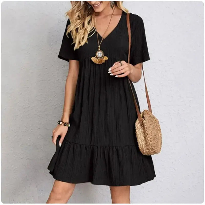 Short Peplum V-Neck Summer Dress