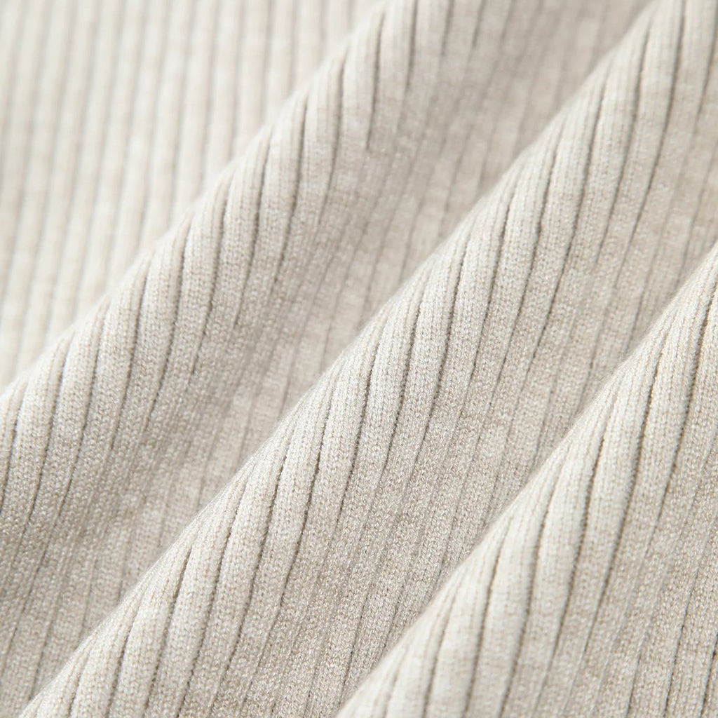 Ribbed Turtleneck Knee Sweater Dress