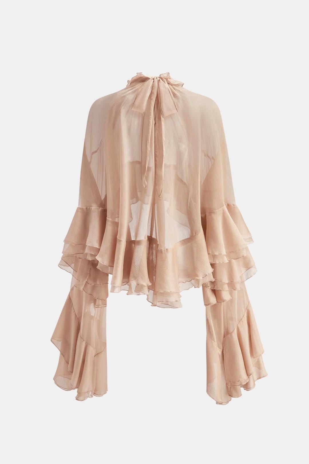 Zavina – Sheer Ruffle Chiffon Turtleneck Blouse