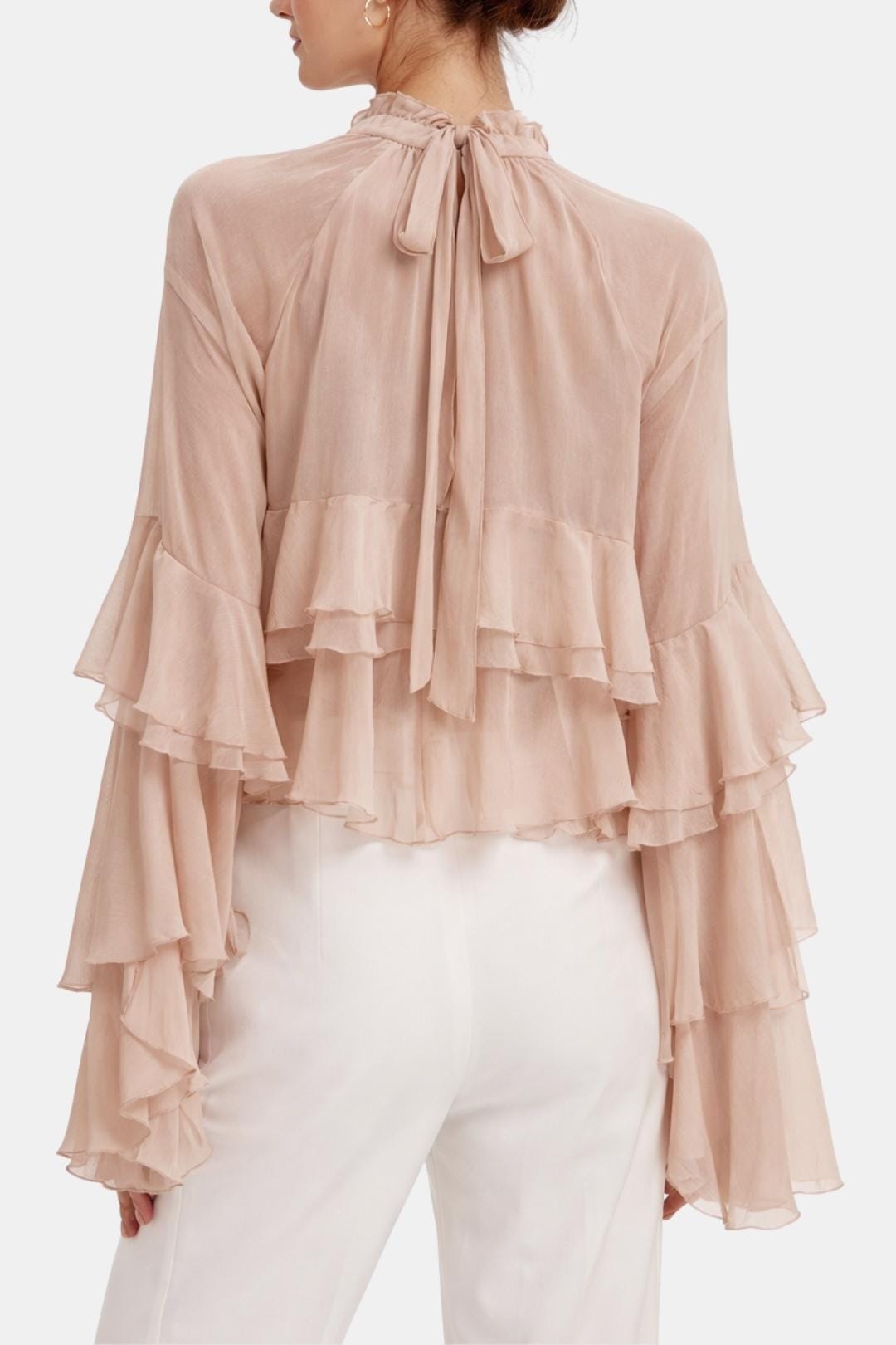 Zavina – Sheer Ruffle Chiffon Turtleneck Blouse