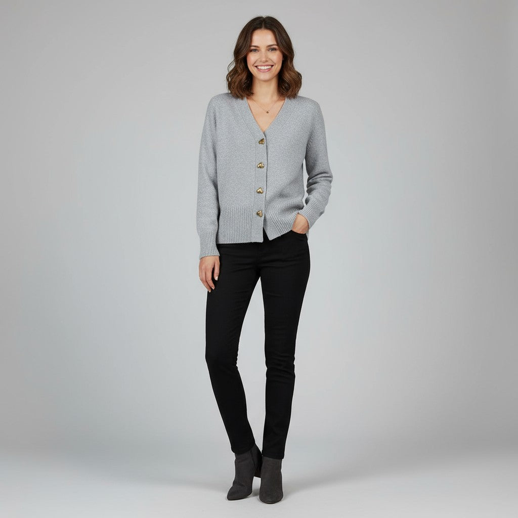 Meya | Cardigan with Heart Shaped Buttons